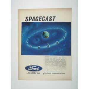 Spacecast Ford Vintage Ad 1967 Global Communications Print Retro Earth Satellite